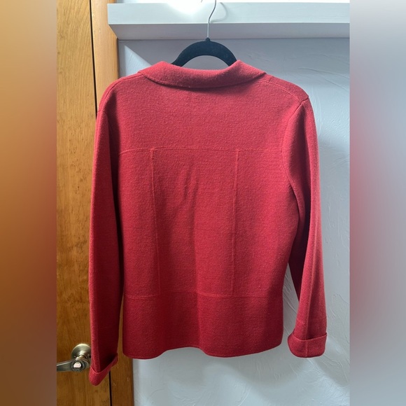 Talbots 100% Marino Wool Cardigan Size Medium Button Down Red Preppy Classic - Picture 4 of 8